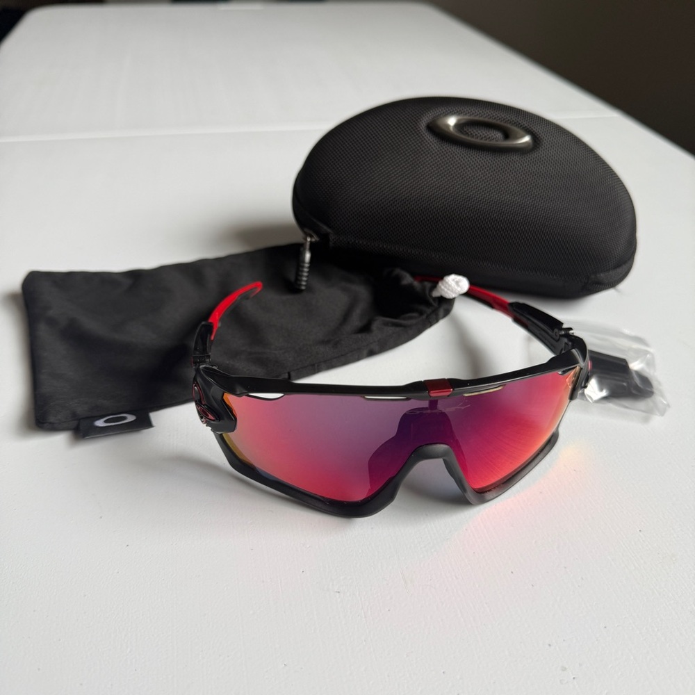 Oakley Jawbreaker Black and Red Frame with Prizm Road Lenses